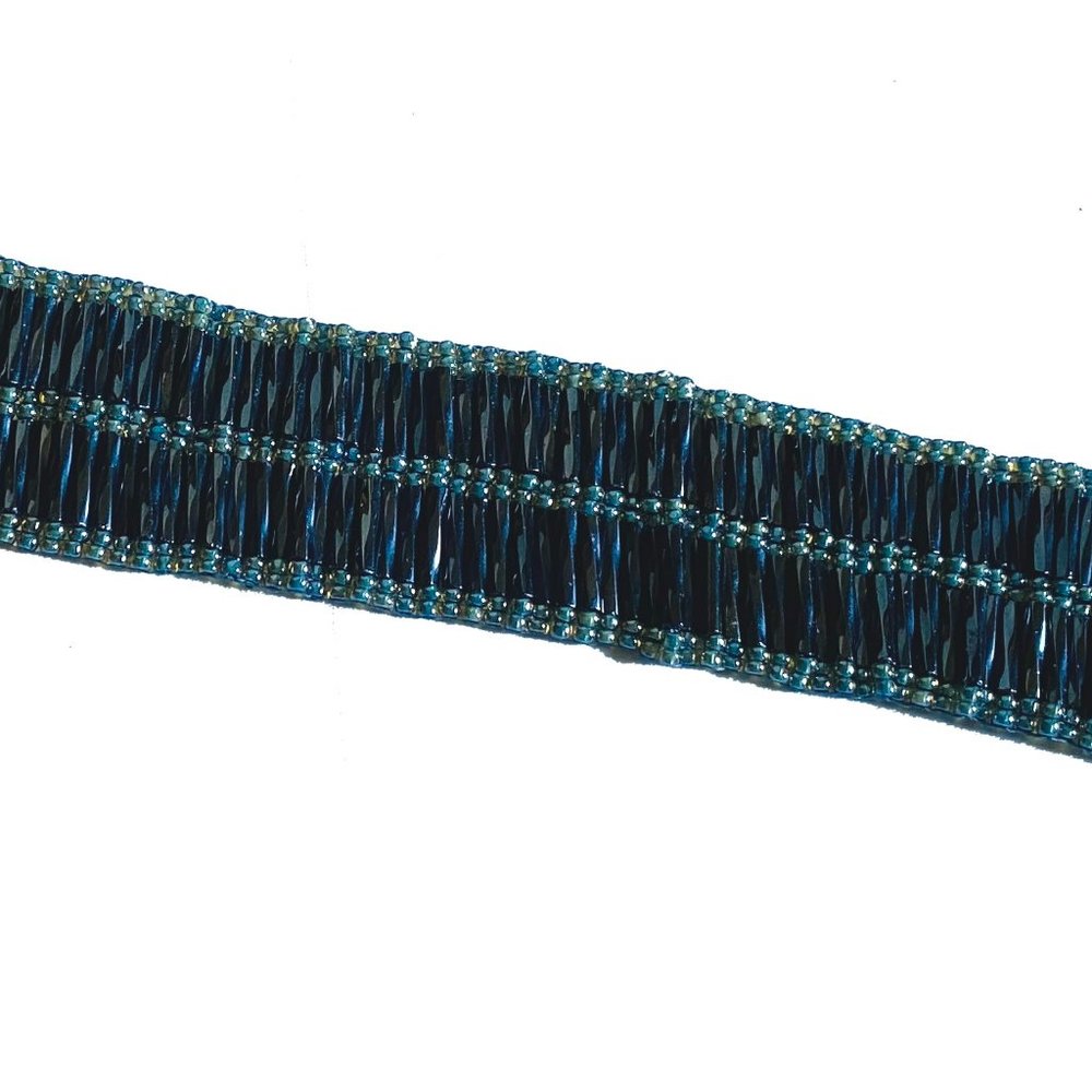 Elegant Sparkling Deep Blue Hand Beaded Bracelet